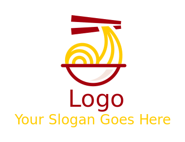 food logo abstract noodles in bowl chopsticks