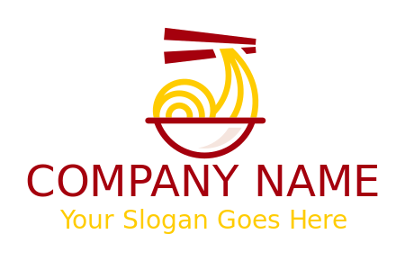 food logo abstract noodles in bowl chopsticks