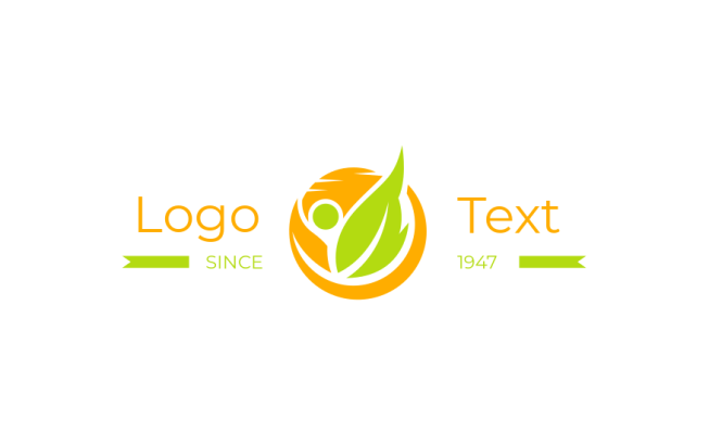 abstract nutritionist icon with leaves in circle