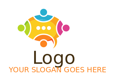 communication logo vector people around table