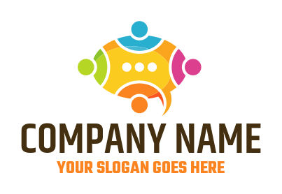 communication logo vector people around table