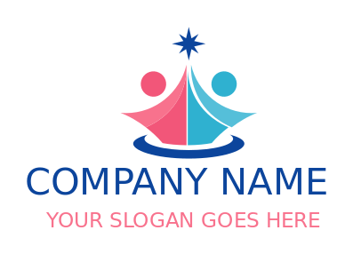 community logo abstract people reach star swoosh