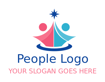community logo abstract people reach star swoosh