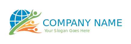 community logo abstract people with globe