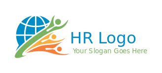 community logo abstract people with globe