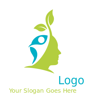 medical logo person forming leaves in man head