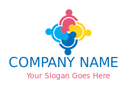 community logo abstract persons forming puzzle