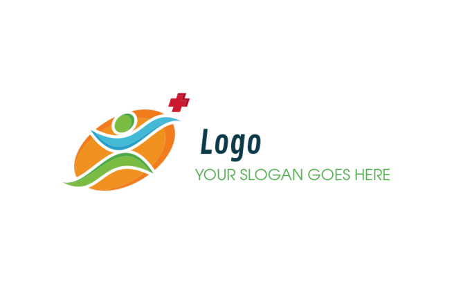 medical logo abstract person with medical cross