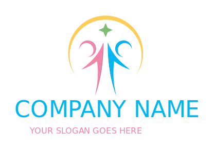 abstract person in circle and touching the star 