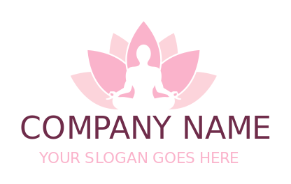 fitness logo person perform yoga in lotus flower