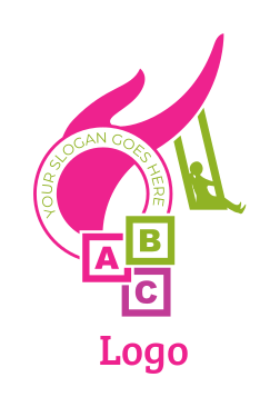 preschool logo playground with child on swing