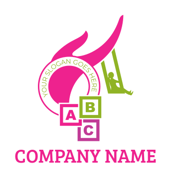 preschool logo playground with child on swing