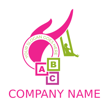 preschool logo playground with child on swing
