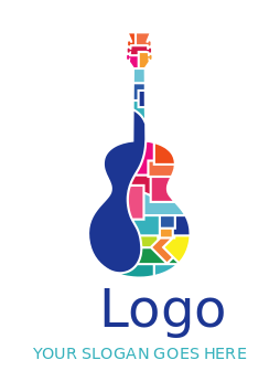 music teacher logo puzzles in acoustic guitar