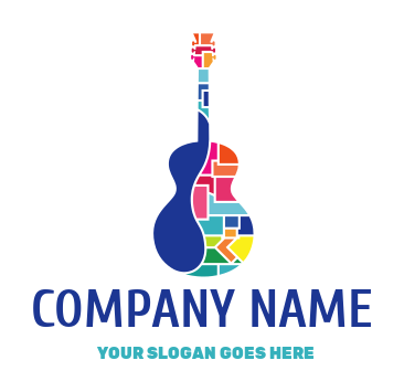 music teacher logo puzzles in acoustic guitar