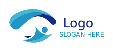 sports logo abstract skydiver with parachute