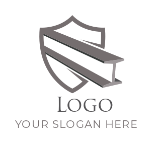 construction logo steel beam coming out shield 