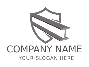construction logo steel beam coming out shield 