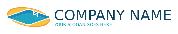 travel logo abstract pool in yellow oval