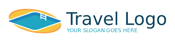 travel logo abstract pool in yellow oval