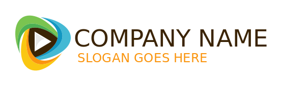 media logo abstract trio swoosh with play symbol