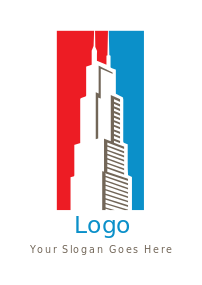 abstract Willis Tower in red blue shape