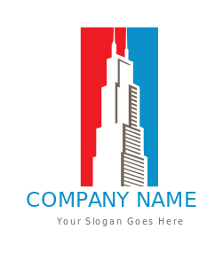 abstract Willis Tower in red blue shape