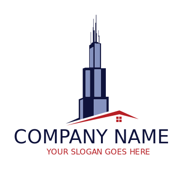 abstract Willis Tower on house rooftop