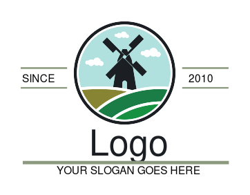 farm logo abstract windmill in fields