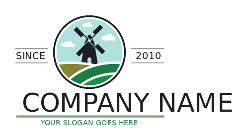 farm logo abstract windmill in fields