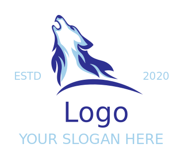 animal logo abstract wolf howling with arc