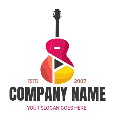 music channel logo colorful abstract forming guitar