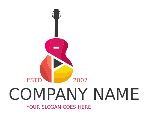 music channel logo colorful abstract forming guitar