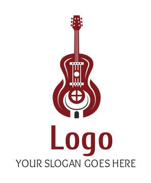 music logo acoustic guitar with window keyhole