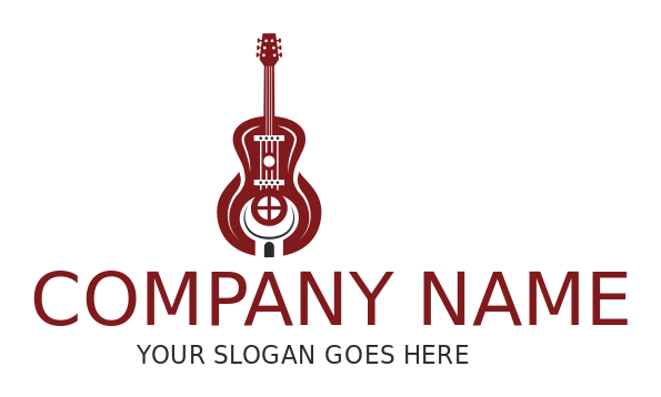 music logo acoustic guitar with window keyhole