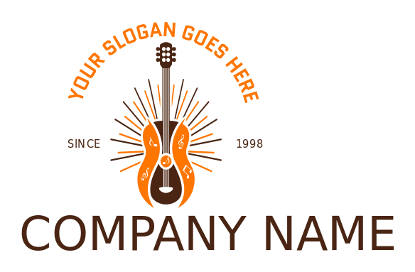 music teacher logo guitar with music notes