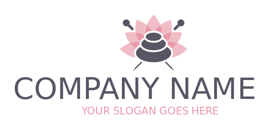 spa logo stones with lotus and needles at back