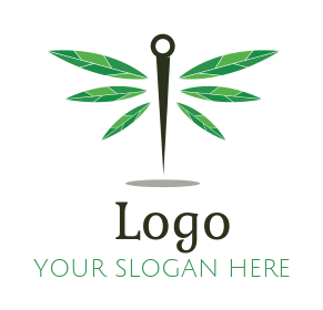 medical logo needle and leaves forming dragonfly