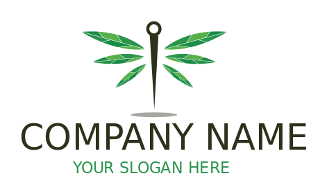 medical logo needle and leaves forming dragonfly