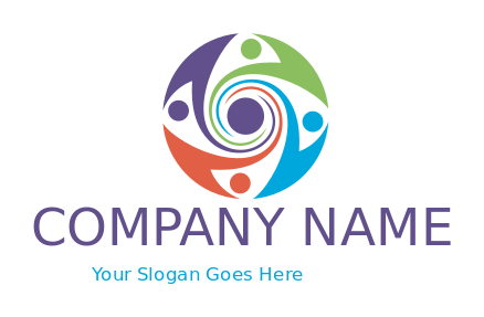 community logo people interlocking in circle