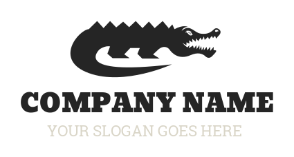 aggressive alligator or crocodile in silhouette logo design