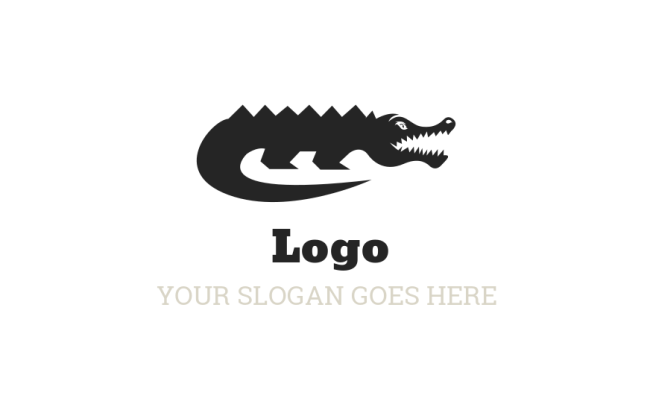 aggressive alligator or crocodile in silhouette logo design