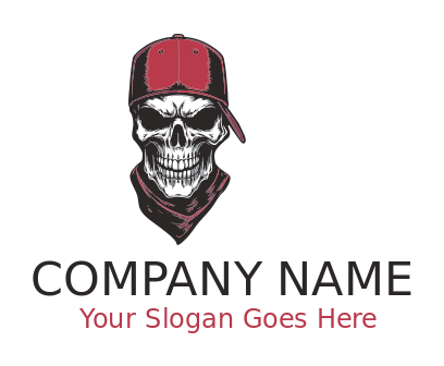 aggressive skull wearing cap 