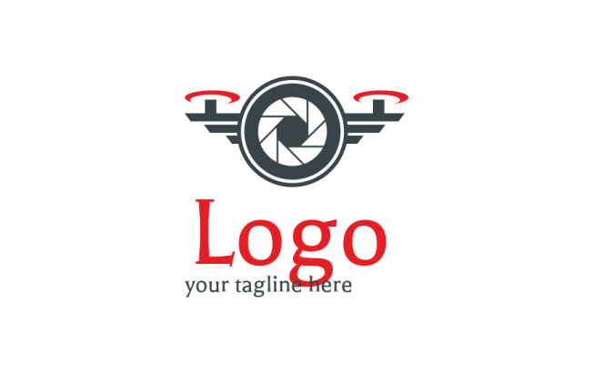 air wings drone with propellers and shutter logo design  