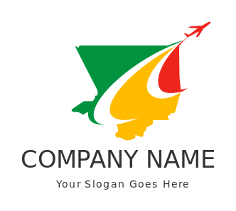 aircraft flying over Los Angeles with swoosh