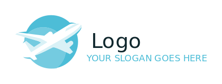 Travel logo airplane over blue globe