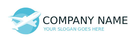 Travel logo airplane over blue globe