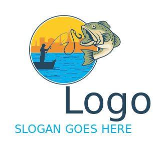 sports logo fishing in the sea