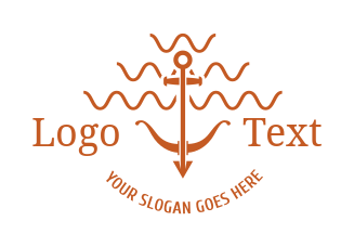 travel logo icon anchor in bow with waves