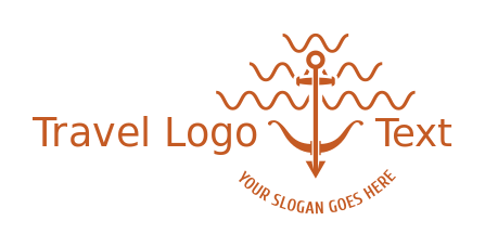 travel logo icon anchor in bow with waves
